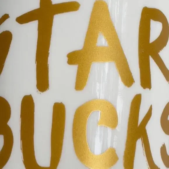 Starbucks Mug 16 oz White With Gold Starbucks Coffee Lettering - No Chips/Cracks - Picture 12 of 15